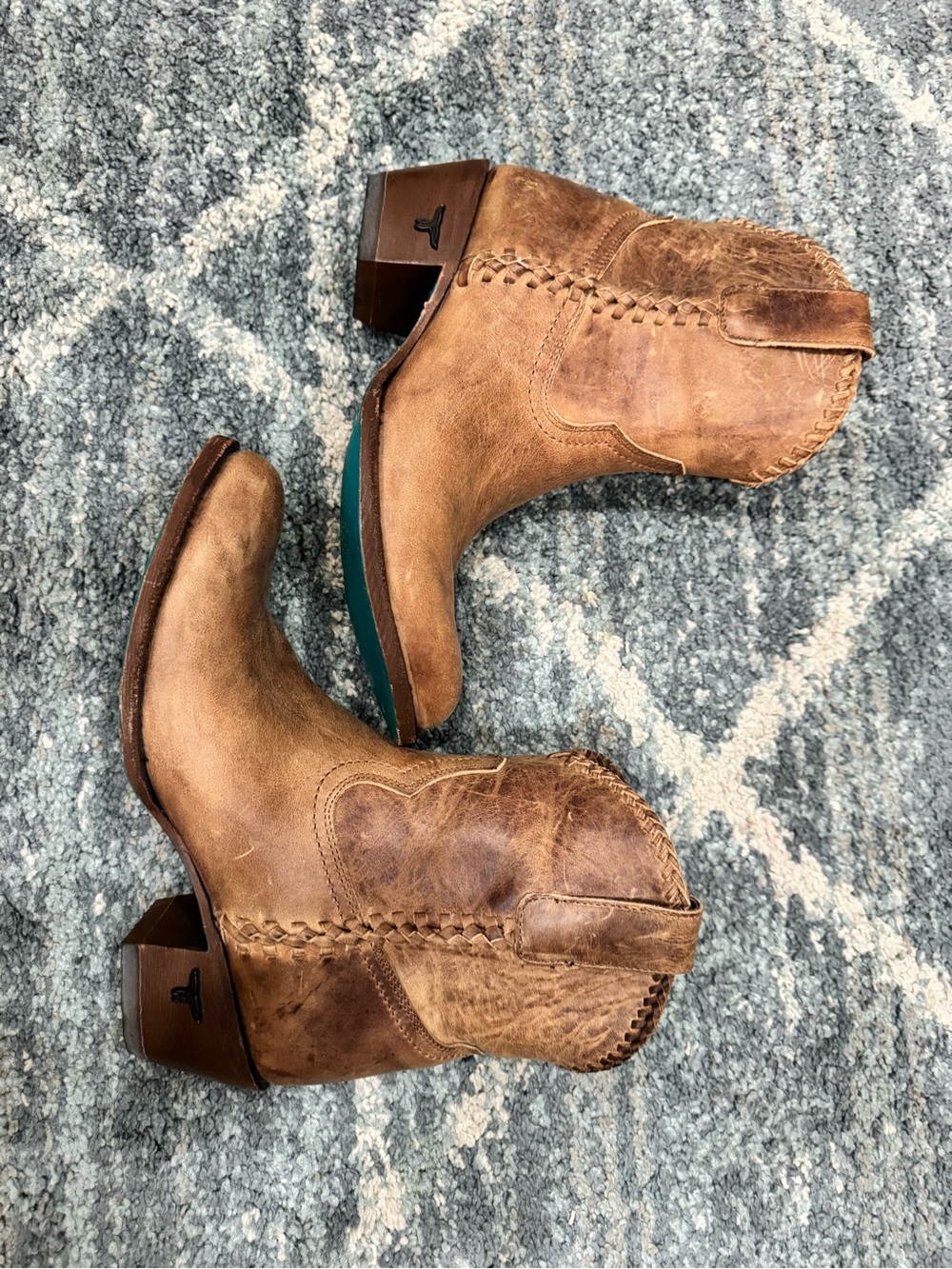 Women's Lane plain Jane Brown Leather Ankle Booties with Braided Detail - Picture 5 of 11